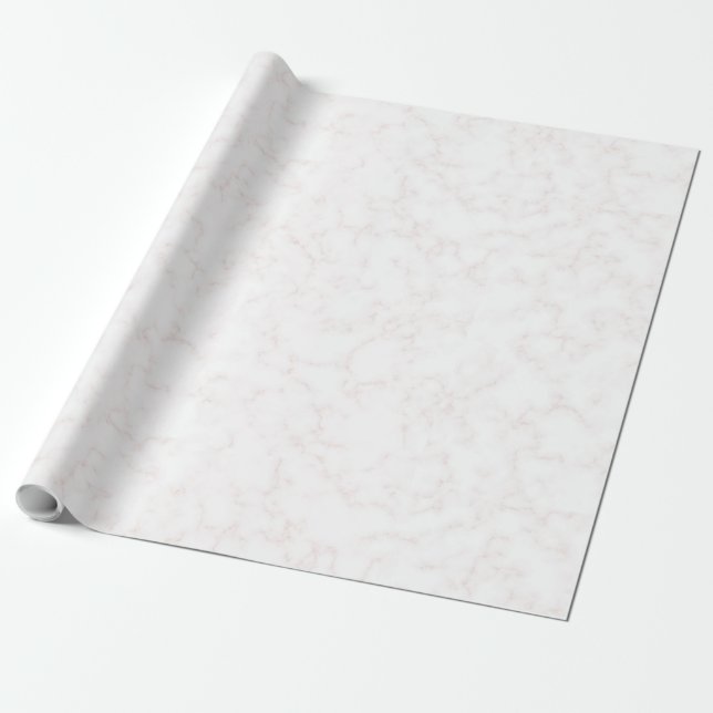 Winter Modern Elegant White and Pale Blush Marble Wrapping Paper (Unrolled)