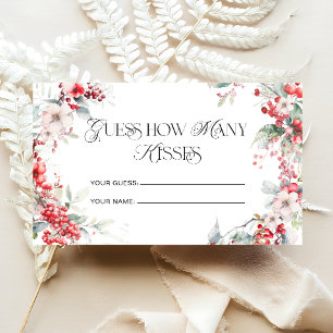 Winter Modern Floral How Many Kisses Bridal Game Enclosure Card