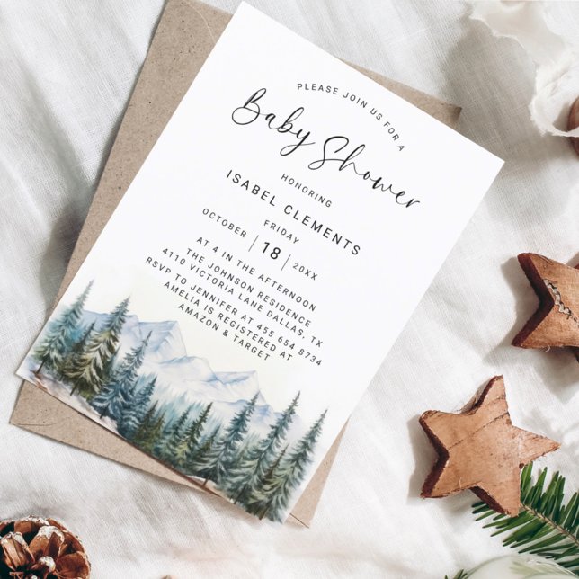 Winter & Modern Script Chic Baby Shower Invitation (Creator Uploaded)