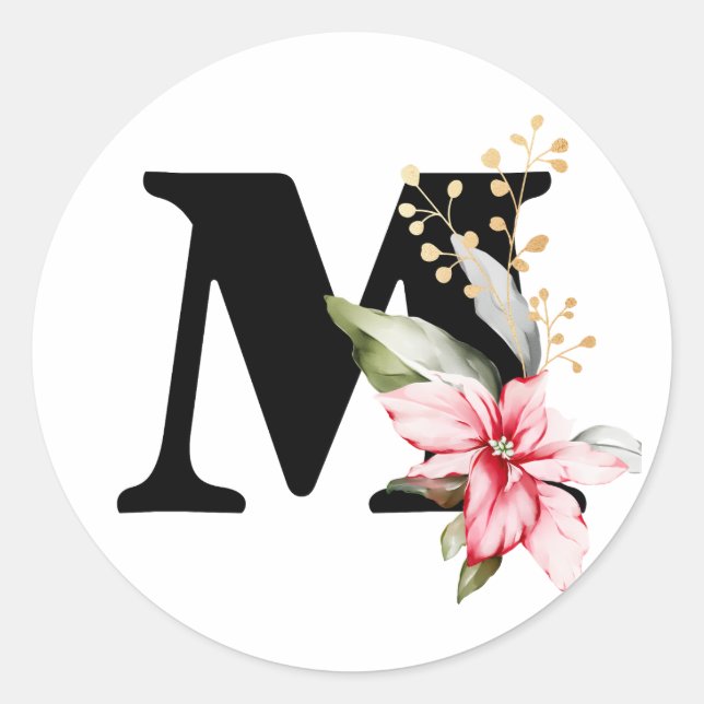 winter MONOGRAM Bulgarian Cyrillic alphabet  Class Classic Round Sticker (Front)