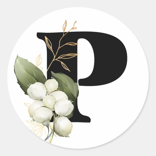 winter MONOGRAM Bulgarian Cyrillic alphabet  Class Classic Round Sticker (Front)