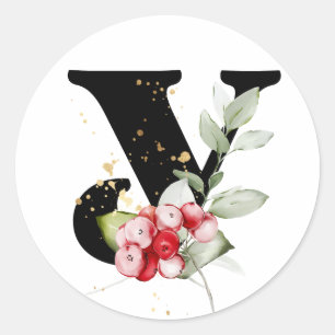 winter MONOGRAM Bulgarian Cyrillic alphabet  Class Classic Round Sticker