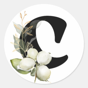 winter MONOGRAM Bulgarian Cyrillic alphabet  Class Classic Round Sticker