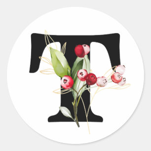 winter MONOGRAM Bulgarian Cyrillic alphabet  Class Classic Round Sticker