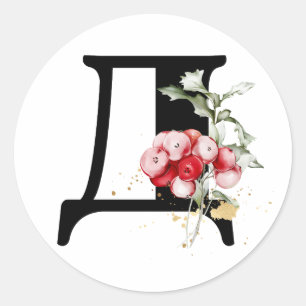 winter MONOGRAM Bulgarian Cyrillic alphabet  Class Classic Round Sticker