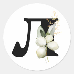 winter MONOGRAM Bulgarian Cyrillic alphabet  Class Classic Round Sticker