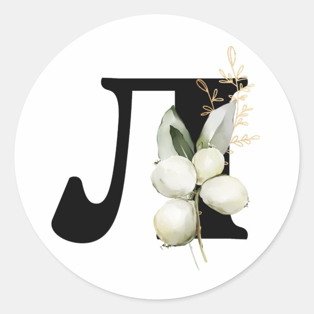 winter MONOGRAM Bulgarian Cyrillic alphabet  Class Classic Round Sticker (Front)