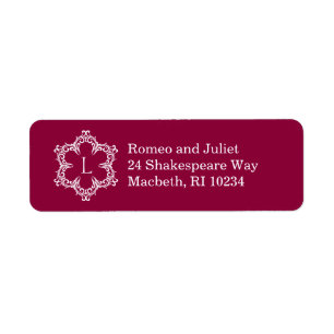 Winter Monogram L Address Label in Cranberry