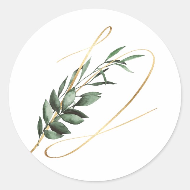 winter monogram letter xmas  classic round sticker (Front)