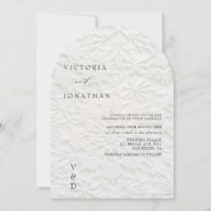 Winter Monogram White Wedding Invitation