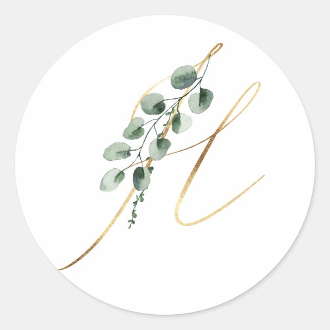 winter monogram xmas  classic round sticker (Front)