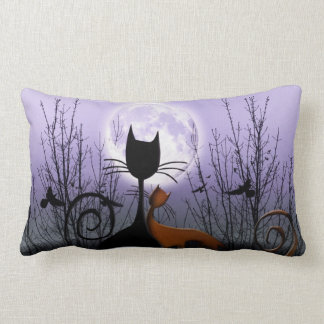 Winter Moon & Cats In Love Lumbar Cushion