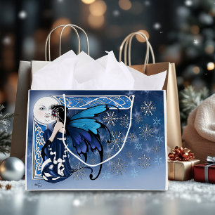 Winter Moon Fairy Blue Large Gift Bag