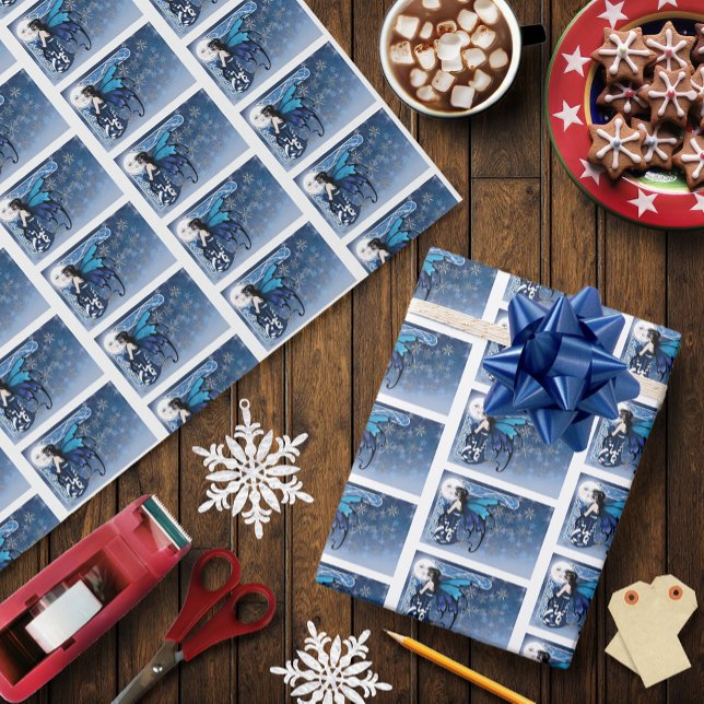 Winter Moon Fairy Blue Wrapping Paper (Creator Uploaded)