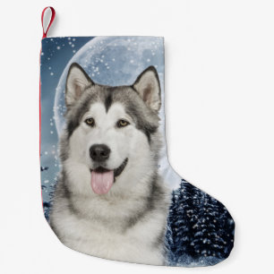 Winter Moon Husky Christmas Stocking