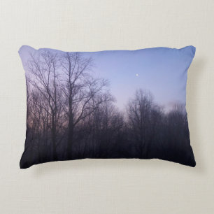 Winter Moon Morning Landscape Photography Decorative Cushion