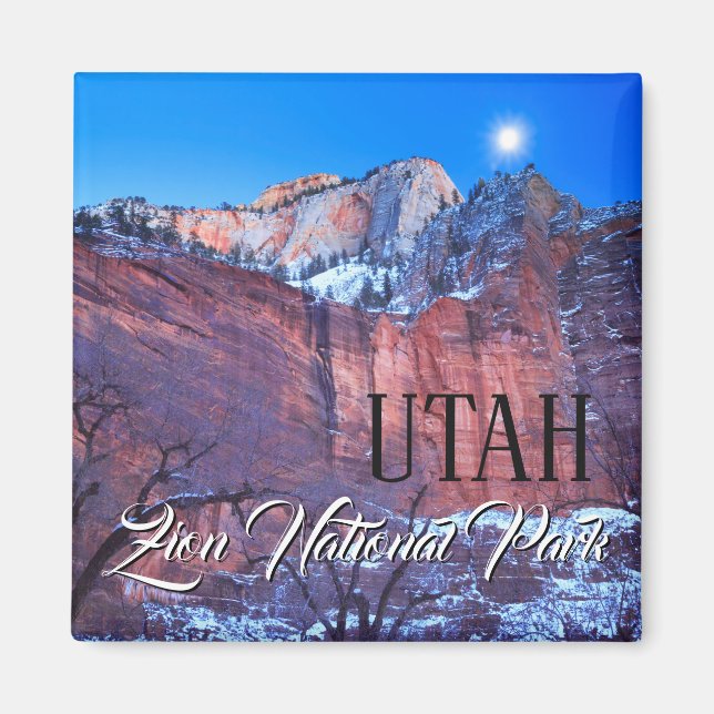 Winter Moon Zion National Park Utah Magnet (Front)
