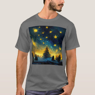 Winter Moonlight Starry Night van Gogh Inspiration T-Shirt