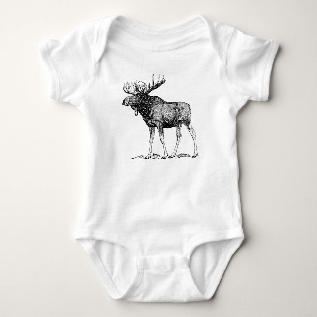 Winter Moose Baby Bodysuit (Front)