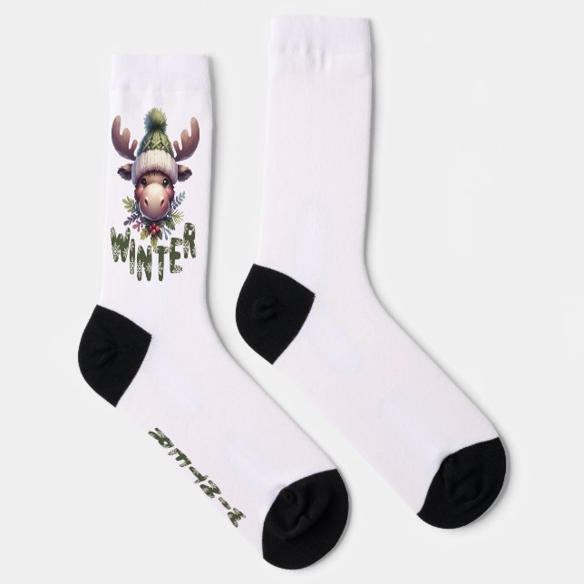 Winter Moose Theme Socks (Right)