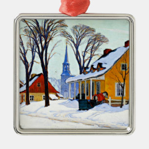 Winter Morning, fine art by Clarence Gagnon Metal Tree Decoration