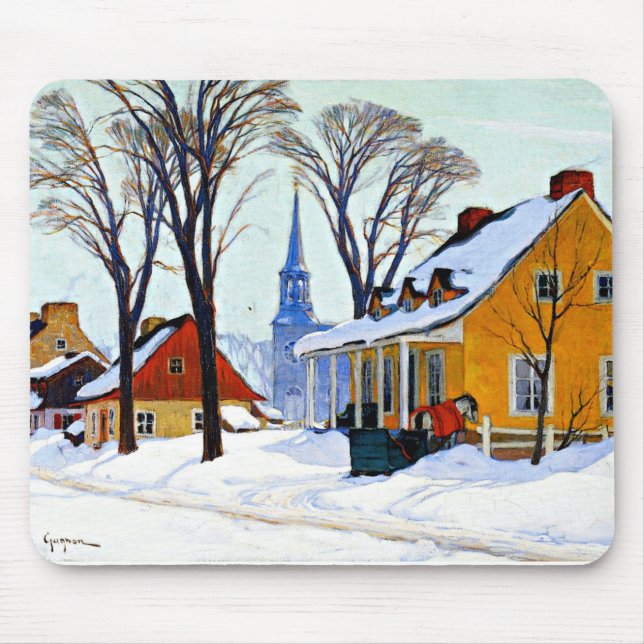 Winter Morning, fine art by Clarence Gagnon Mouse Mat (Front)