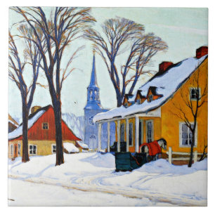 Winter Morning, fine art by Clarence Gagnon Tile