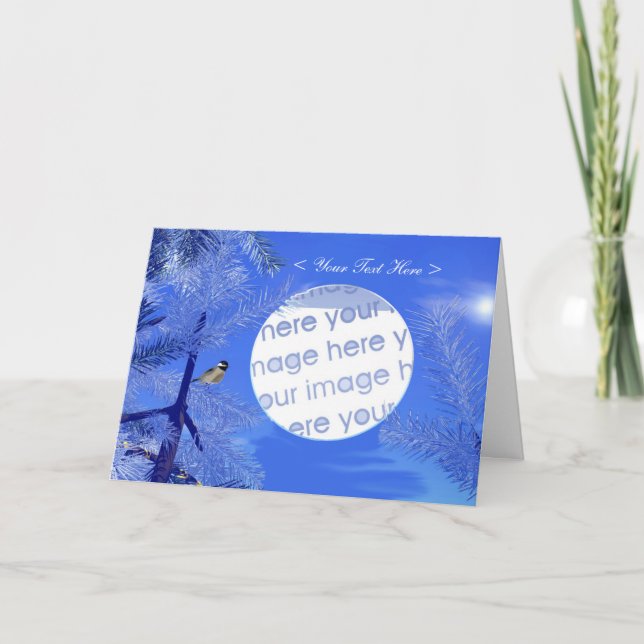 Winter Morning Friend Chickadee Photo Card (Front)