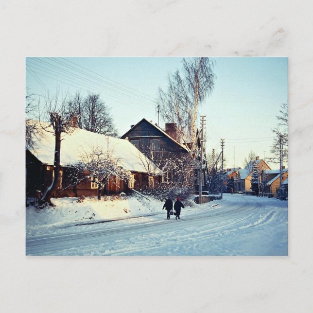 Winter morning, Prienai, Lithuania Winter Postcard (Front)