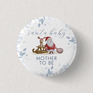 Winter Mother To Be Sleigh Santa Baby Shower 3 Cm Round Badge