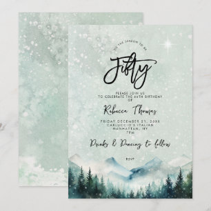 winter mountain 50th birthday invitation