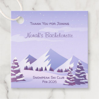Winter Mountain Bachelorette Personalized Square Favour Tags