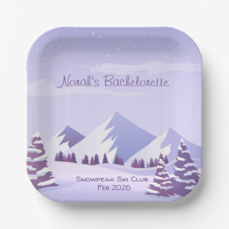 Winter Mountain Bachelorette Weekend Custom  Paper Plate