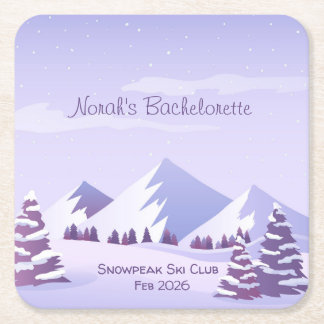Winter Mountain Bachelorette Weekend Custom  Square Paper Coaster