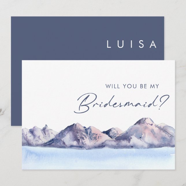 Winter Mountain Bridesmaid Proposal Invitation (Front/Back)