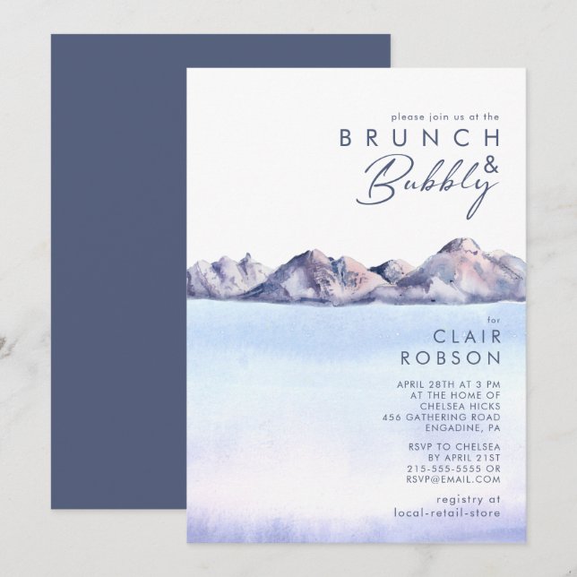 Winter Mountain Brunch and Bubbly Invitation (Front/Back)