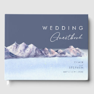 Winter Mountain Evening Wedding Guest Book