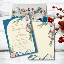 Winter Mountain Flowers Wedding Invitation
