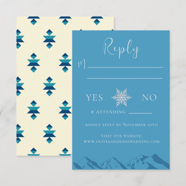 Winter Mountain Flowers Wedding Response Card (Front/Back)