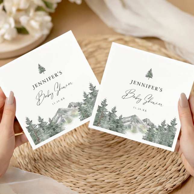 Winter Mountain Forest Baby Shower Napkin (Creator Uploaded)
