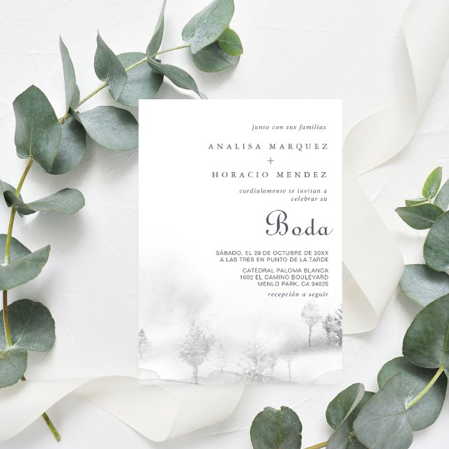 Winter Mountain Forest Boda Wedding  Invitation (Creator Uploaded)