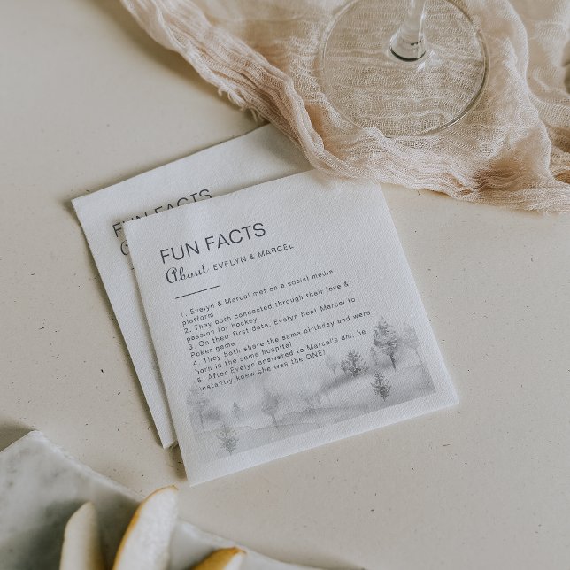 Winter Mountain Forest Trivia Fun Facts Wedding   Napkin (Creator Uploaded)