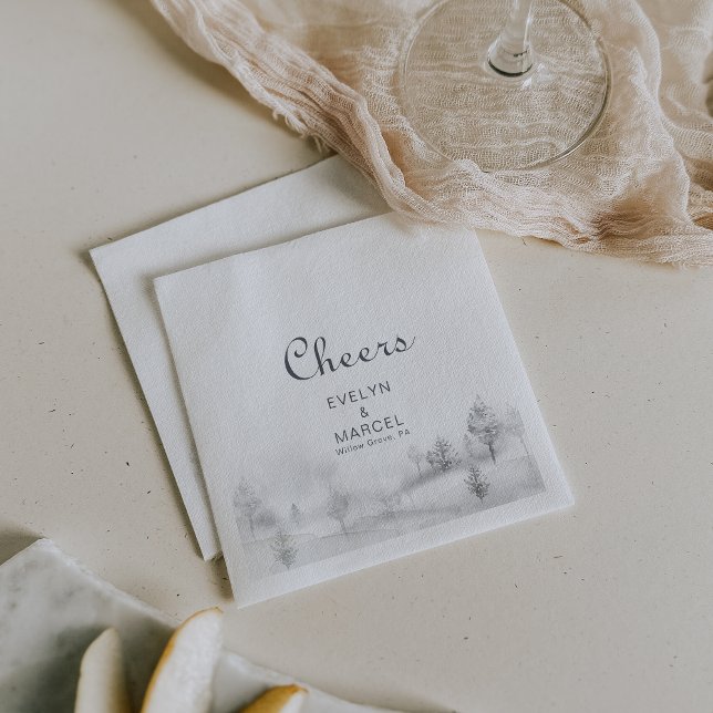 Winter Mountain Forest Wedding Cheers  Napkin (Creator Uploaded)