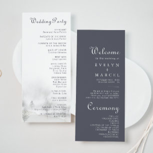 Winter Mountain Forest Wedding Program Programme