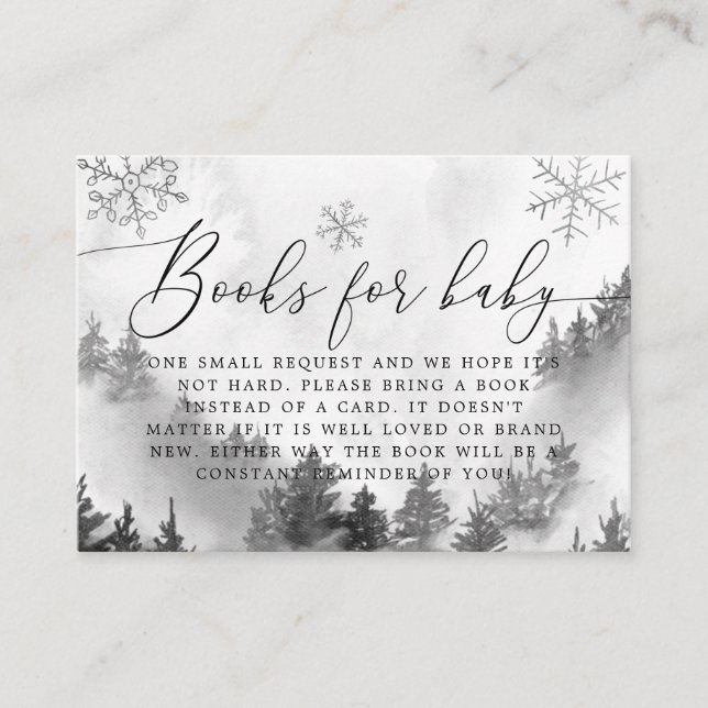 Winter Mountain Grey Snowflakes Book Request Enclosure Card (Front)