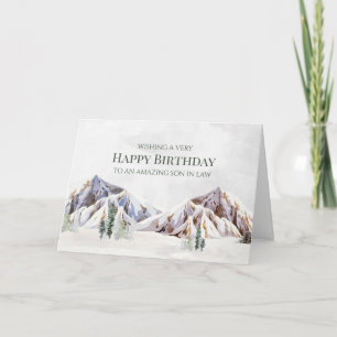 Winter Mountain Happy Birthday Son in law Card