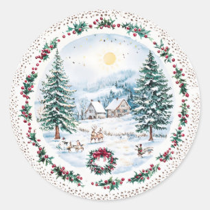 Winter Mountain Home Classic Round Sticker