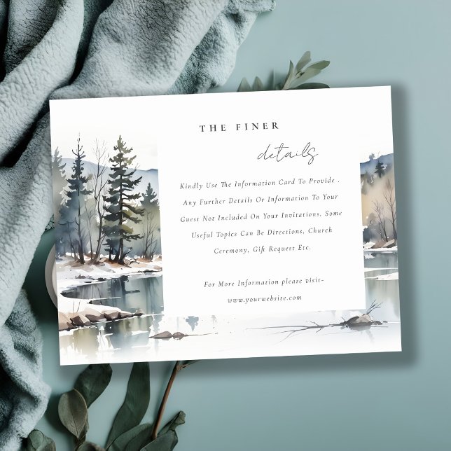 Winter Mountain Lake Landscape Wedding Detail Enclosure Card (Creator Uploaded)