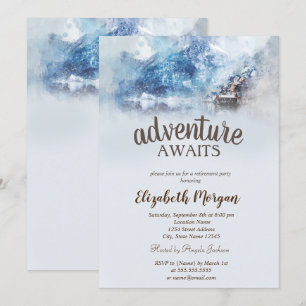Winter Mountain Lake Retirement Party Invitation