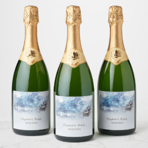 Winter Mountain Lake  Sparkling Wine Label